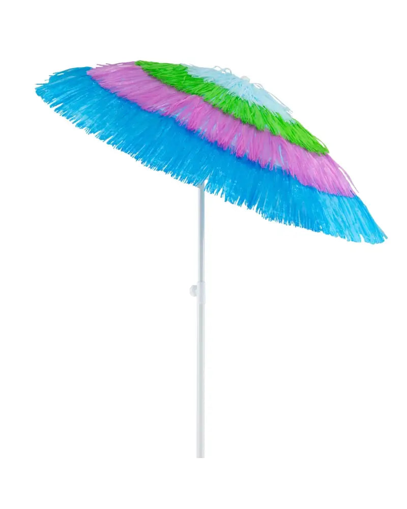 6 FT Tiki Thatched Patio Beach Umbrella with Push Button Tilt Carrying Bag-Colorful - Multicolor - Outdoor Umbrellas