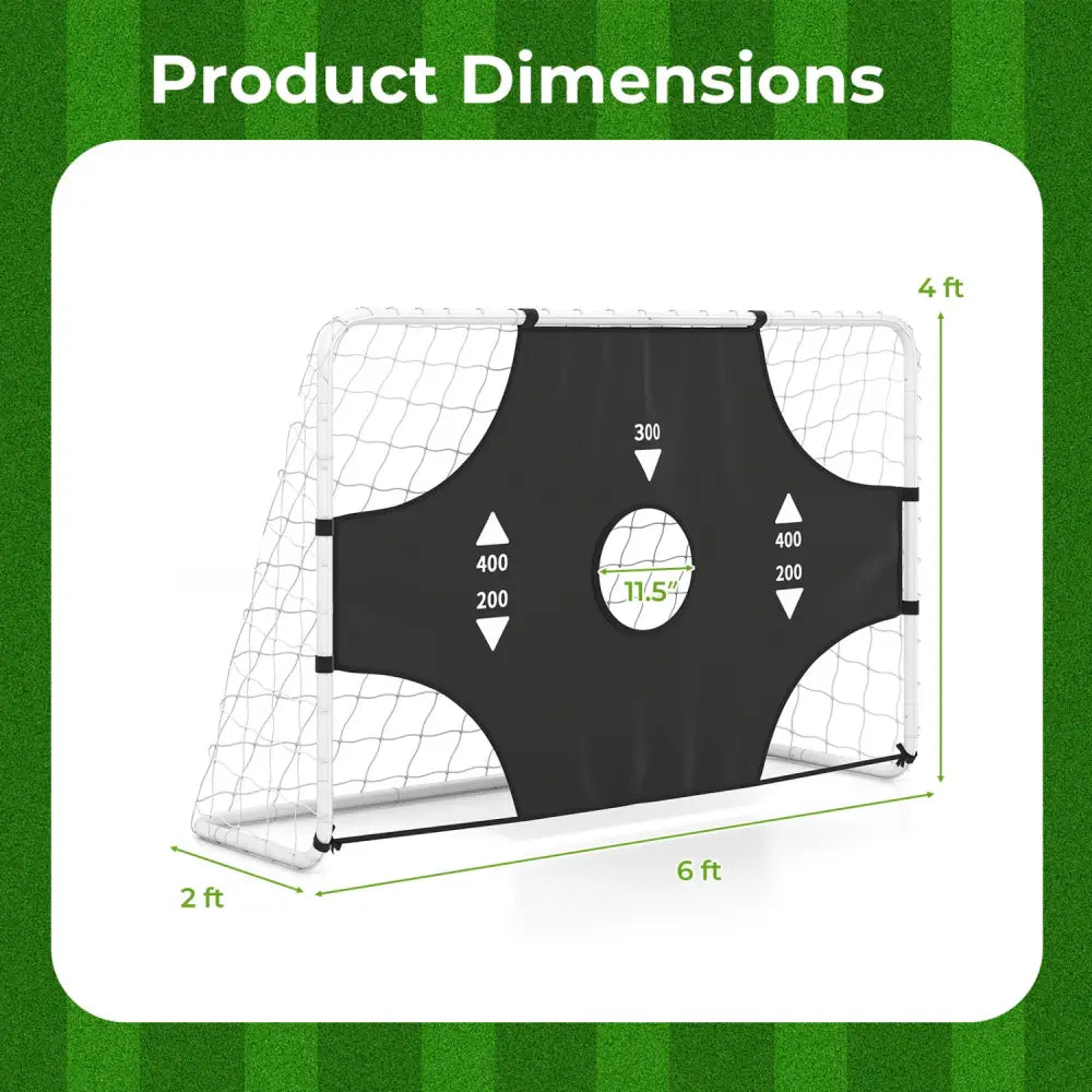 6 ft x 4 ft Soccer Goal Set for Backyard 2-in-1 Football Net with Removable Target Cloth - Sport Equipments