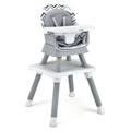 6-in-1 Convertible Baby High Chair with Adjustable Removable Tray-Gray & White - Gray & White - High Chairs