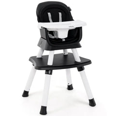 6-in-1 Convertible Baby High Chair with Adjustable Removable Tray-Black - Black - High Chairs