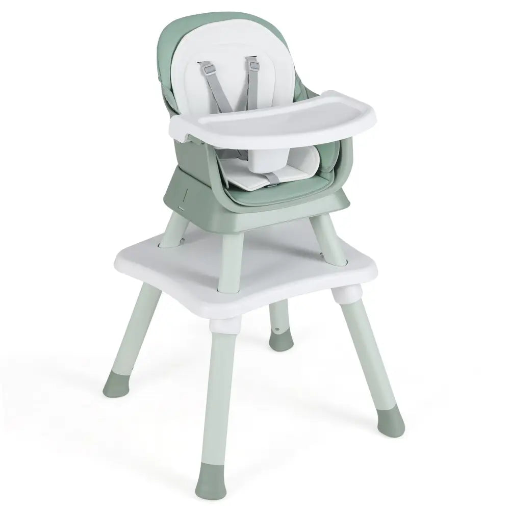 6-in-1 Convertible Baby High Chair with Adjustable Removable Tray-Green - Green - High Chairs
