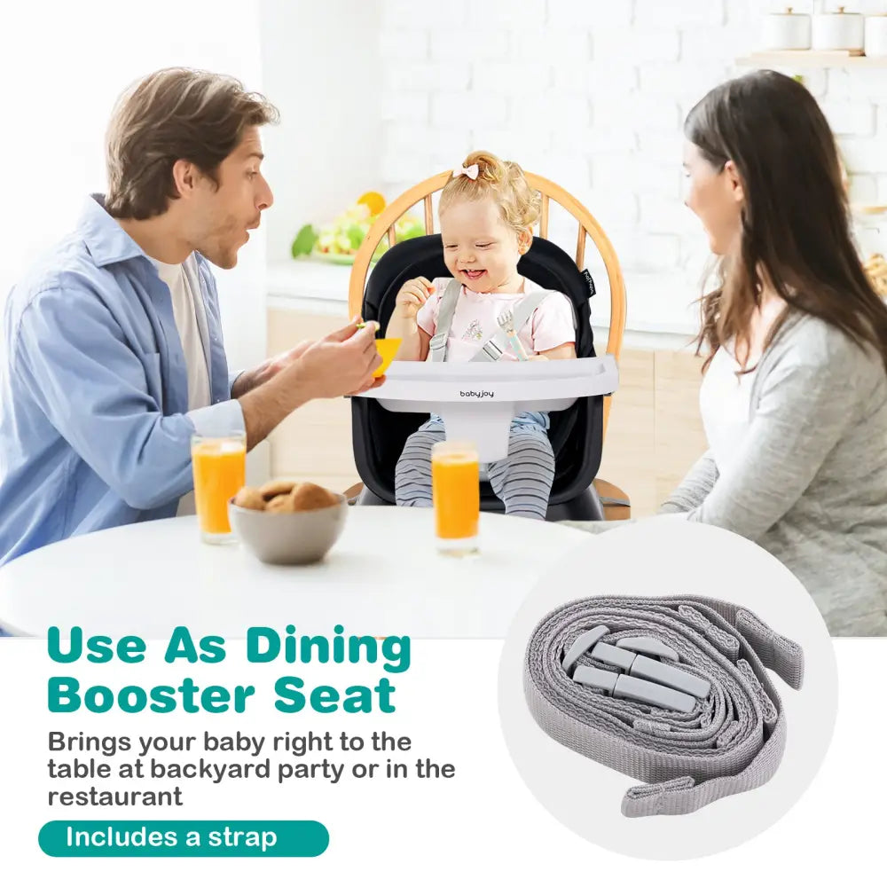6-in-1 Convertible Baby High Chair with Adjustable Removable Tray-Black - Black - High Chairs