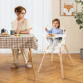 6 in 1 Convertible Highchair with Safety Harness and Removable Tray-Beige - Beige - High Chairs