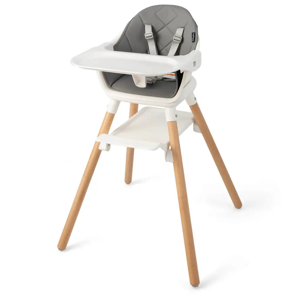 6 in 1 Convertible Highchair with Safety Harness and Removable Tray-White - White - High Chairs