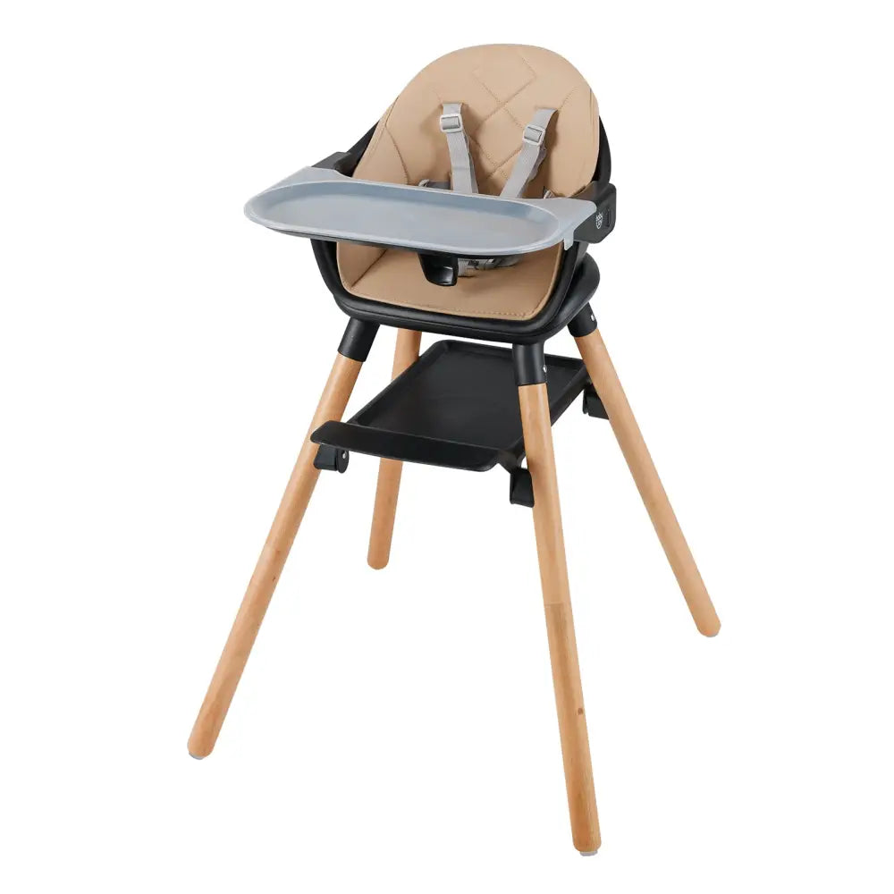 6 in 1 Convertible Highchair with Safety Harness and Removable Tray-Coffee - Coffee - High Chairs