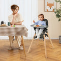 6 in 1 Convertible Highchair with Safety Harness and Removable Tray-Black - Black - High Chairs