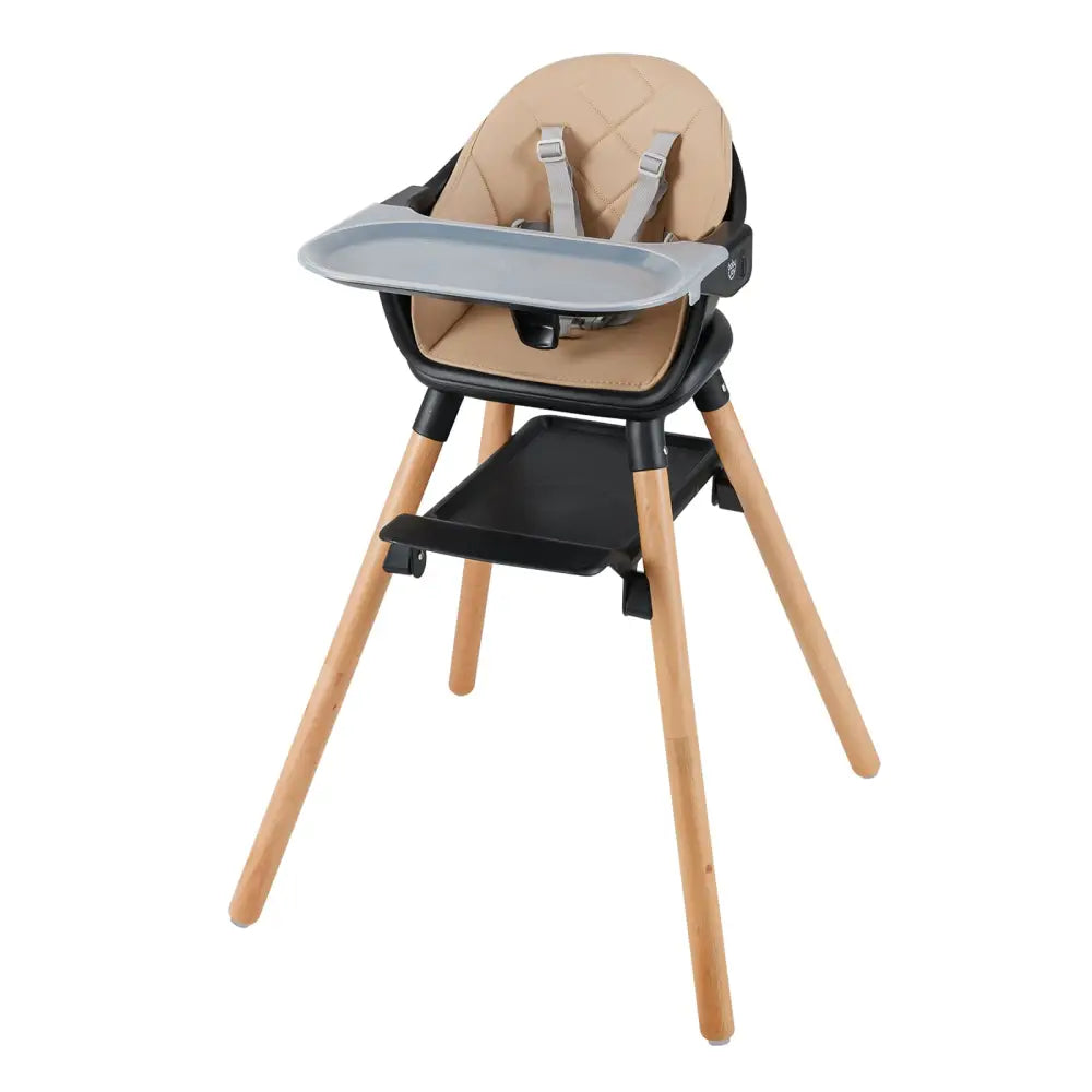 6 in 1 Convertible Highchair with Safety Harness and Removable Tray-Coffee - Coffee - High Chairs