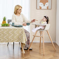 6-in-1 Convertible Wooden Highchair with Safety Harness and Adjustable Legs-Light Brown - Light Brown - High Chairs