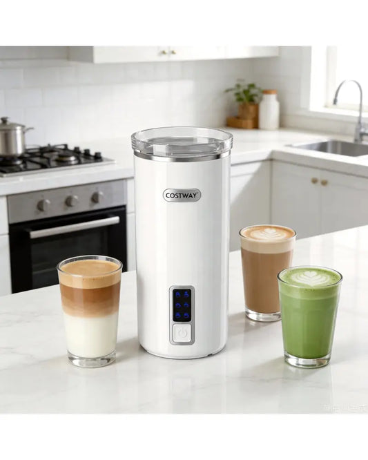 6-in-1 Electric Milk Steamer with Stainless Steel Interior-White - White - Small Appliances