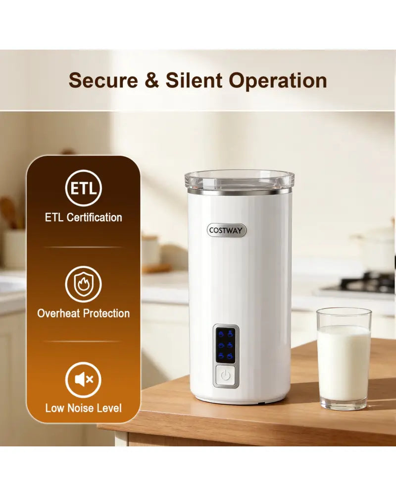 6-in-1 Electric Milk Steamer with Stainless Steel Interior-White - White - Small Appliances