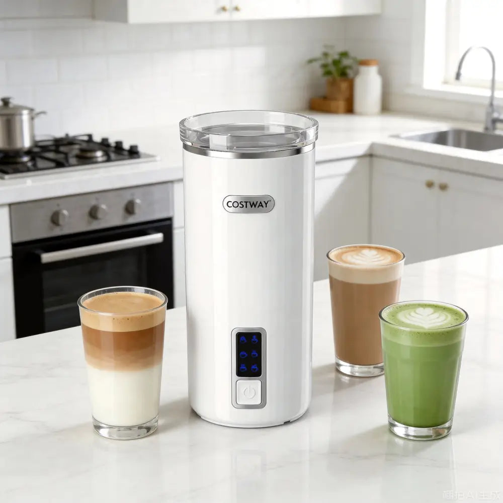 6-in-1 Electric Milk Steamer with Stainless Steel Interior-White - White - Small Appliances