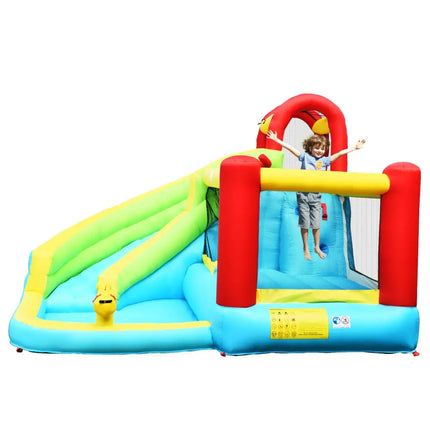6-in-1 Inflatable Bounce House with Climbing Wall and Basketball Hoop without Blower - Inflatable Water Slides