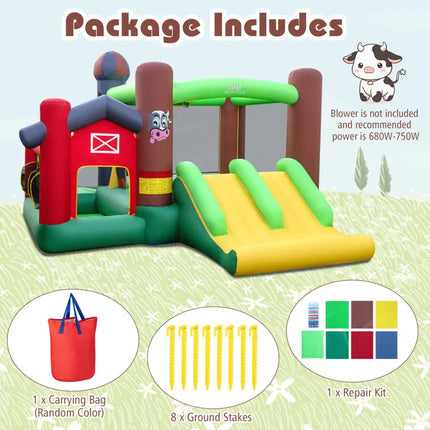 6-in-1 Inflatable Bounce House with Double Slides without Blower - Multicolor - Bounce House