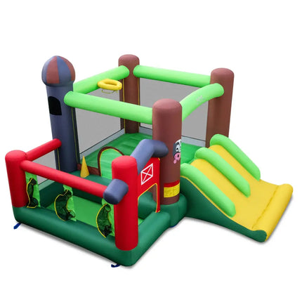 6-in-1 Inflatable Bounce House with Double Slides without Blower - Multicolor - Bounce House