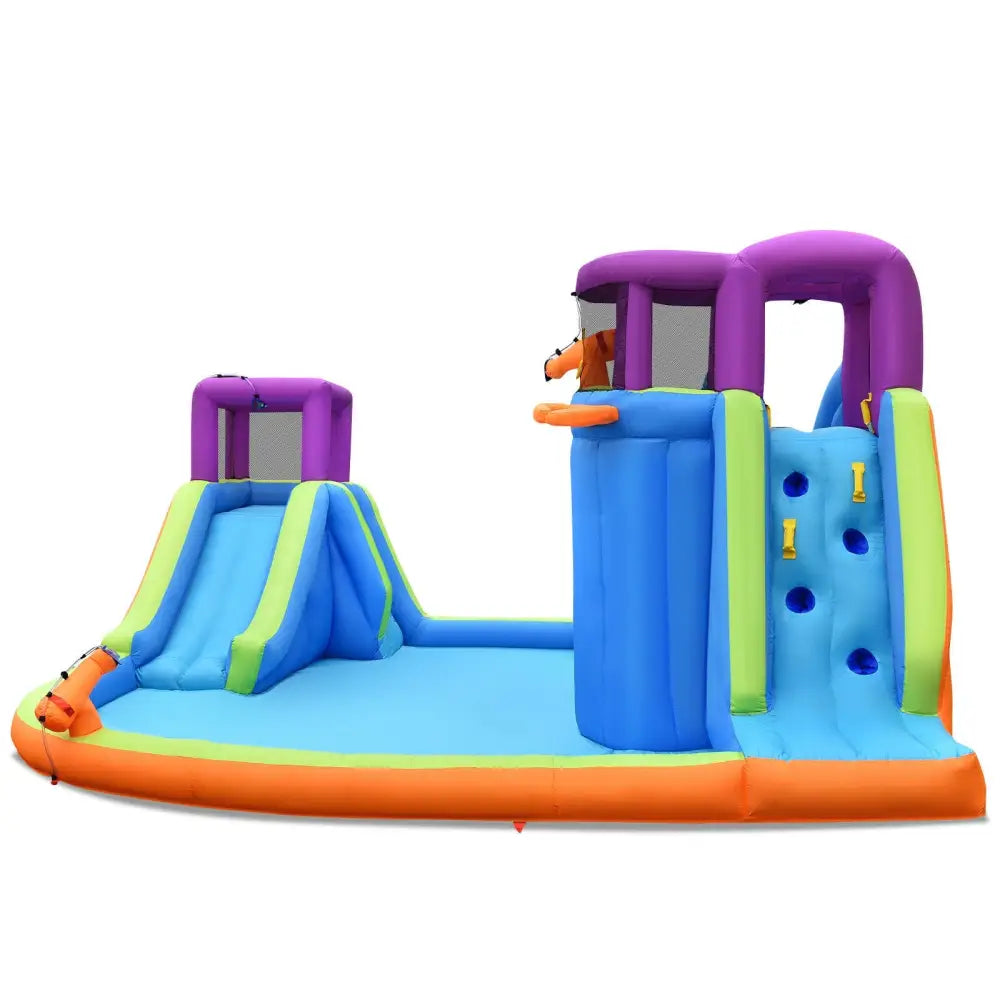6-in-1 Inflatable Dual Water Slide Bounce House Without Blower - Inflatable Water Slides