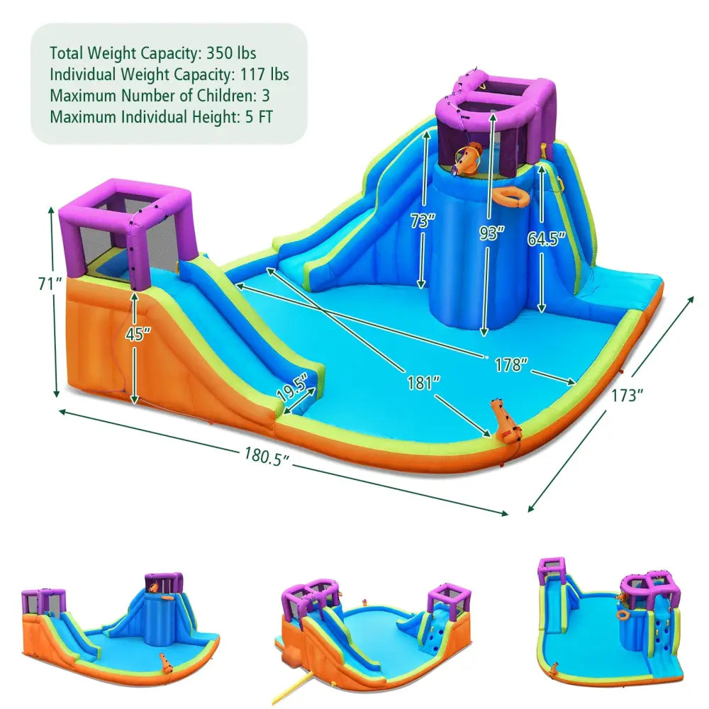 6-in-1 Inflatable Dual Water Slide Bounce House Without Blower - Inflatable Water Slides