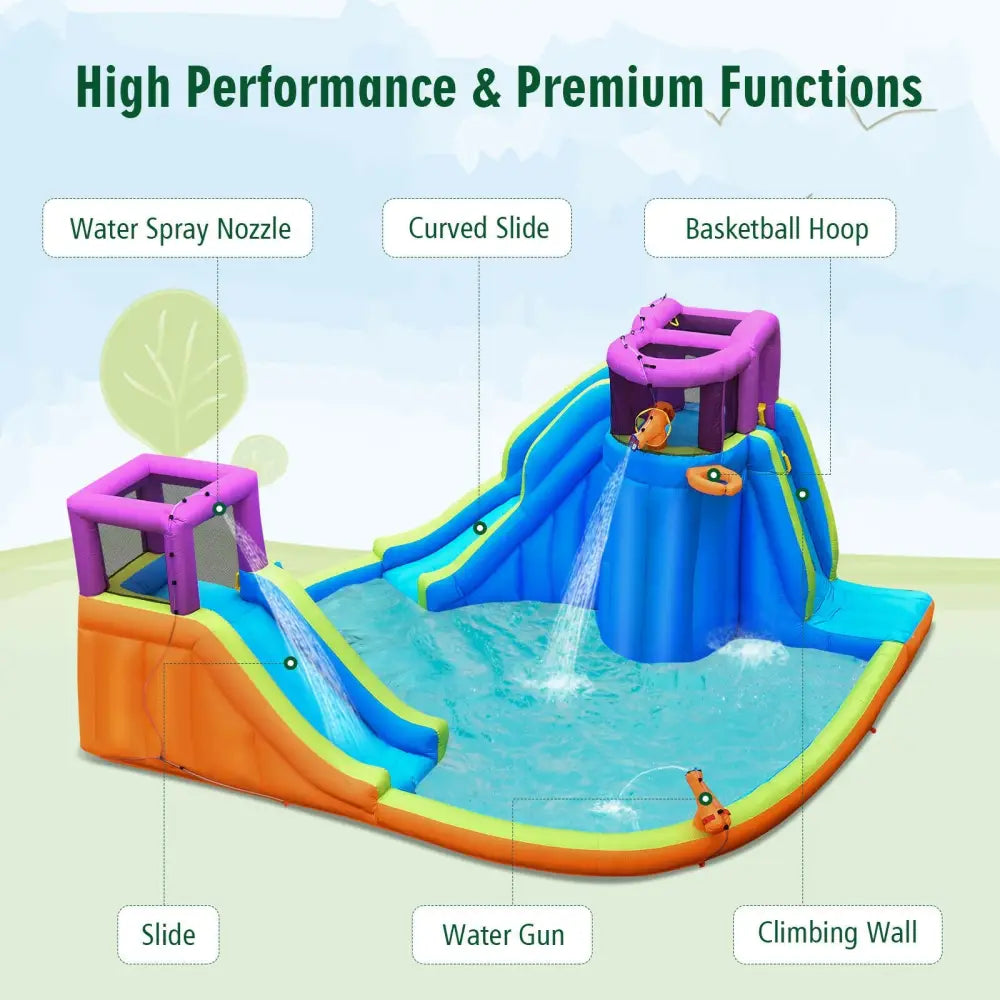 6-in-1 Inflatable Dual Water Slide Bounce House Without Blower - Inflatable Water Slides