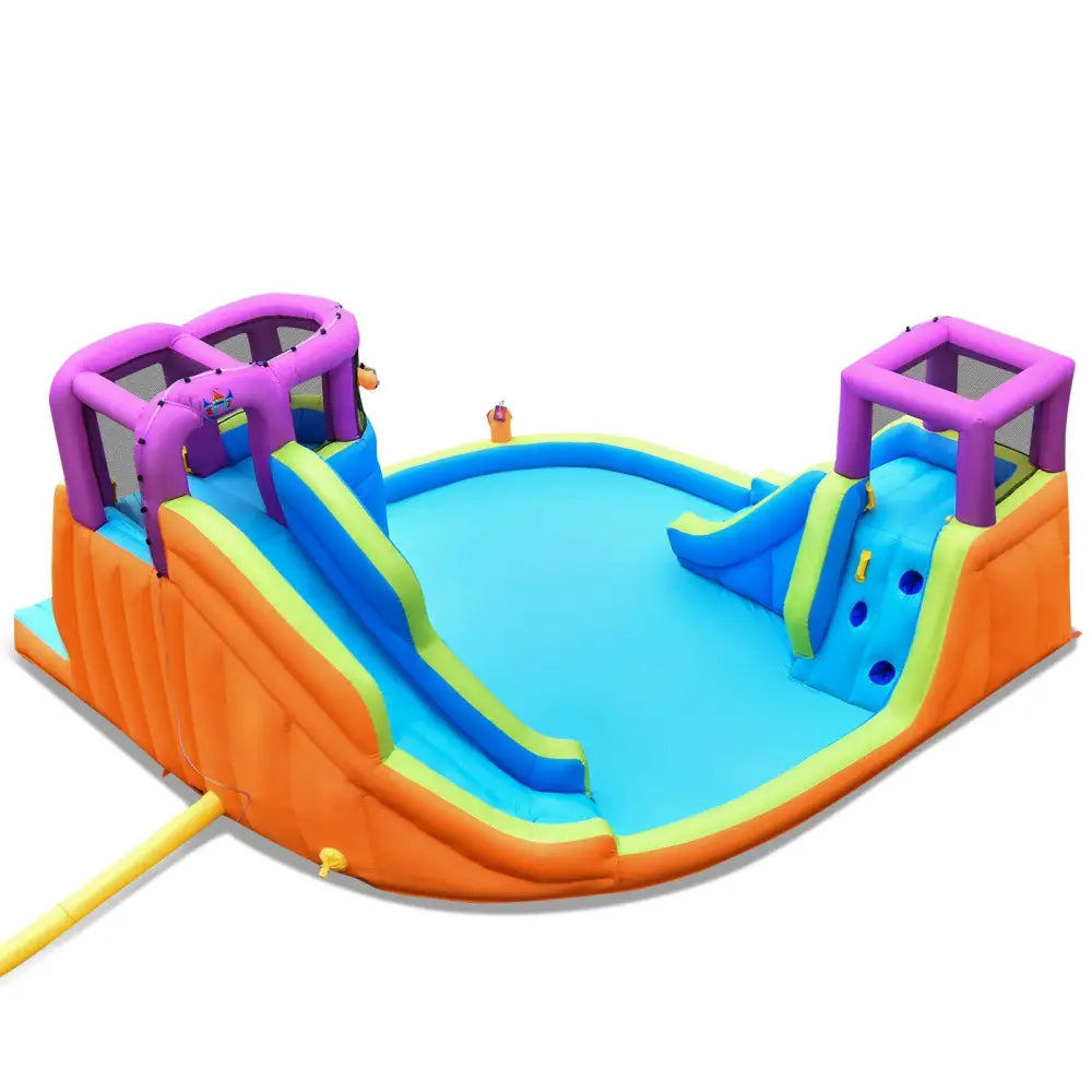 6-in-1 Inflatable Dual Water Slide Bounce House Without Blower - Inflatable Water Slides