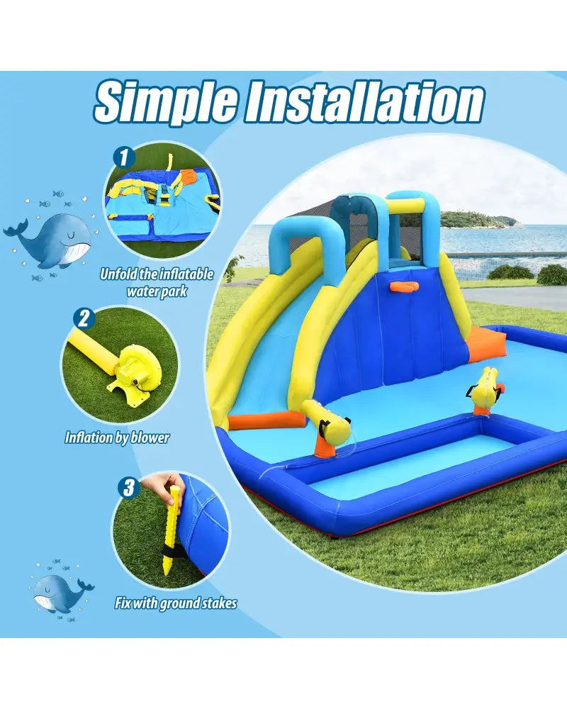6-in-1 Inflatable Water Slide Jumping House without Blower - Inflatable Water Slides