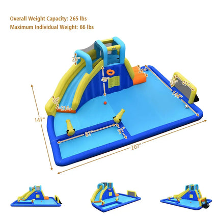 6-in-1 Inflatable Water Slide Jumping House without Blower - Inflatable Water Slides