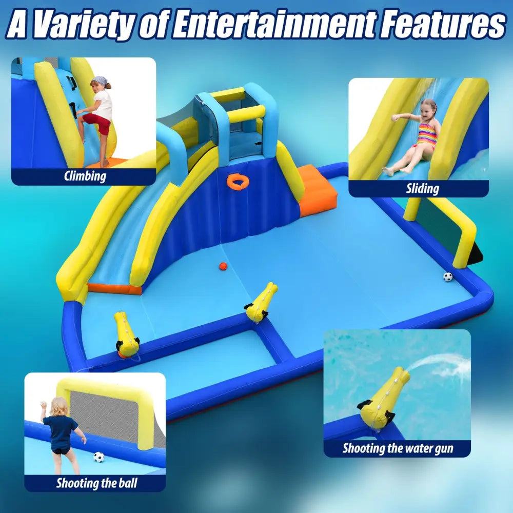 6-in-1 Inflatable Water Slide Jumping House without Blower - Inflatable Water Slides