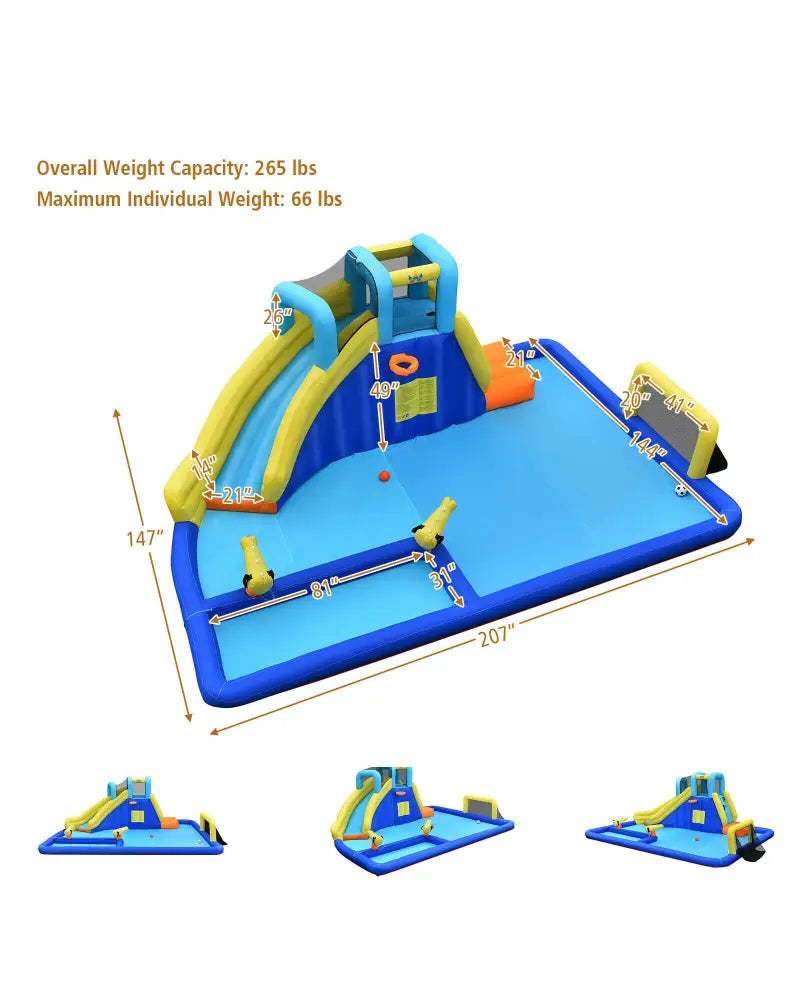6-in-1 Inflatable Water Slide Jumping House without Blower - Inflatable Water Slides