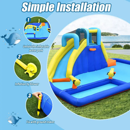 6-in-1 Inflatable Water Slide Jumping House without Blower - Inflatable Water Slides