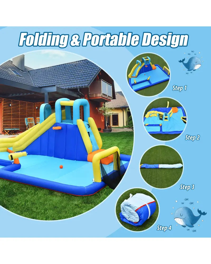 6-in-1 Inflatable Water Slide Jumping House without Blower - Inflatable Water Slides
