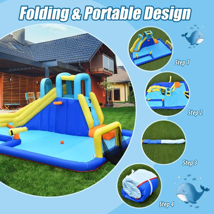 6-in-1 Inflatable Water Slide Jumping House without Blower - Inflatable Water Slides