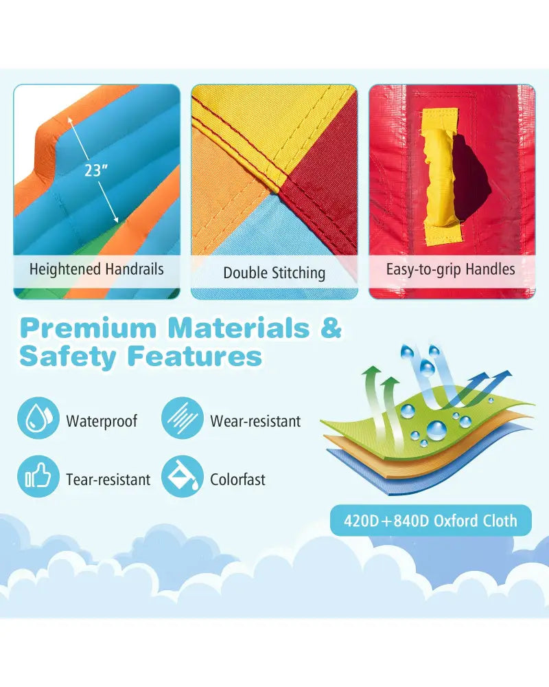 6-in-1 Inflatable Water Slide Park with 750W Blower for Yard - Multicolor - Inflatable Water Slides