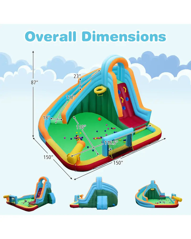6-in-1 Inflatable Water Slide Park with 750W Blower for Yard - Multicolor - Inflatable Water Slides
