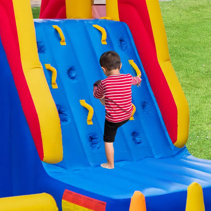 6-In-1 Inflatable Water Slide with Dual Slides and Cave Crawling Game without Blower - Multicolor - Inflatable Water