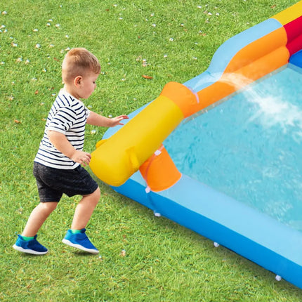 6-In-1 Inflatable Water Slide with Dual Slides Climbing Wall and Cave Crawling Game with 950W Blower - Multicolor
