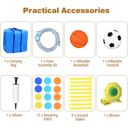 6-in-1 Inflatable Water Slides with Blower for Kids - Inflatable Water Slides