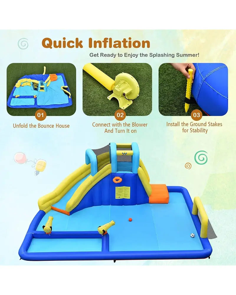 6-in-1 Inflatable Water Slides with Blower for Kids - Inflatable Water Slides