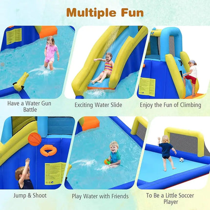 6-in-1 Inflatable Water Slides with Blower for Kids - Inflatable Water Slides