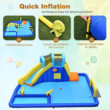 6-in-1 Inflatable Water Slides with Blower for Kids - Inflatable Water Slides