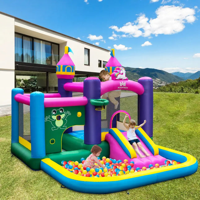 6-in-1 Kids Inflatable Unicorn-themed Bounce House with 735W Blower - Bounce House
