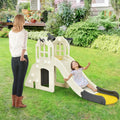 6-In-1 Large Slide for Kids Toddler Climber Slide Playset with Basketball Hoop-Yellow - Yellow - Climbers & Slides