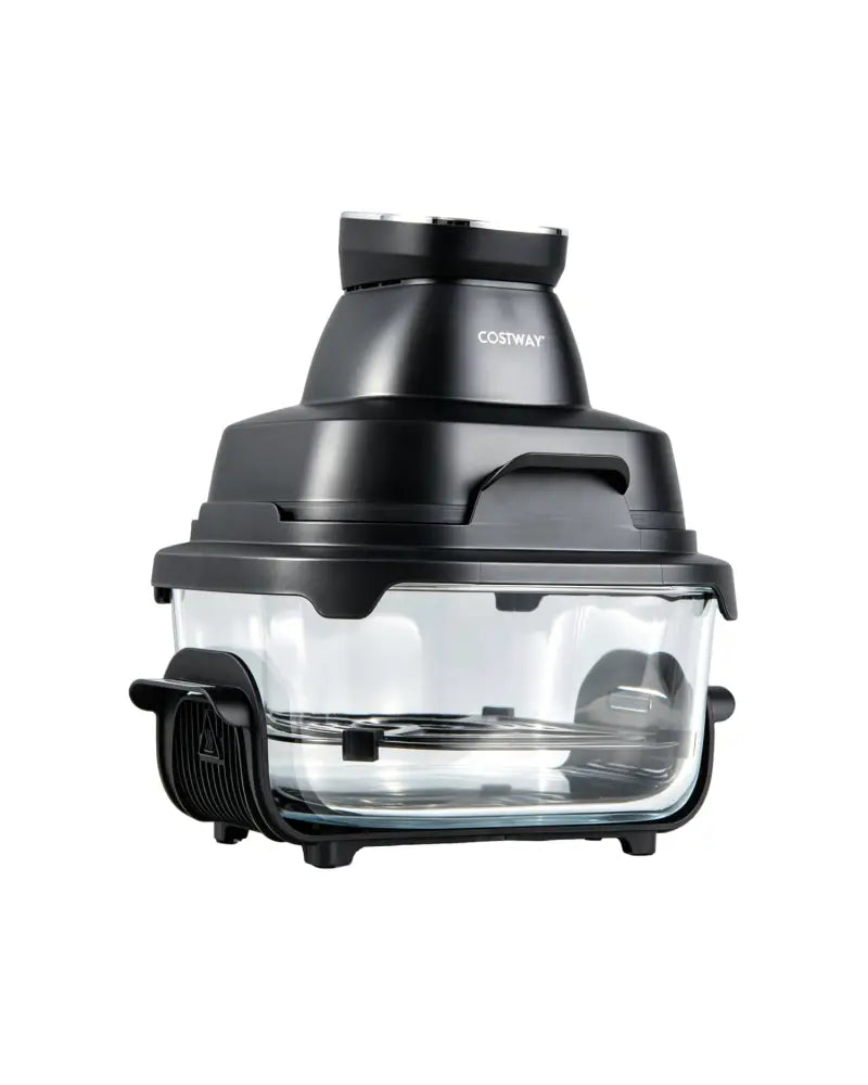 6-in-1 Portable Glass Air Fryer 1500W Dual Containers with Lids Dishwasher Safe-Black - Black - Air Fryers