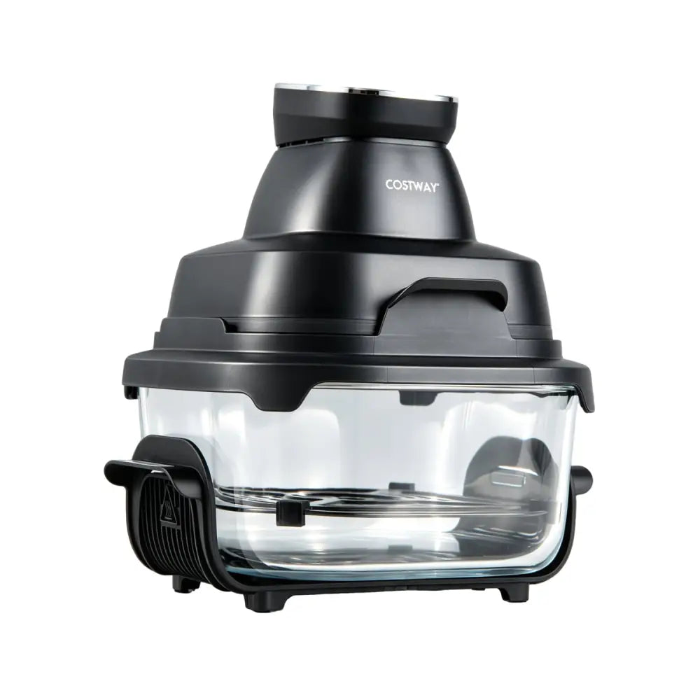 6-in-1 Portable Glass Air Fryer 1500W Dual Containers with Lids Dishwasher Safe-Black - Black - Air Fryers