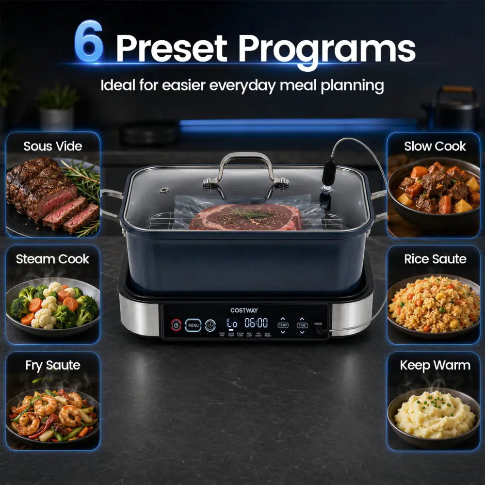 6-in-1 Programmable Slow Cooker with Keep Warm Functions and Adjustable Timer Control - Cookware & Bakeware