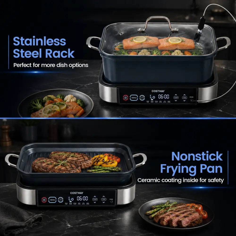 6-in-1 Programmable Slow Cooker with Keep Warm Functions and Adjustable Timer Control - Cookware & Bakeware