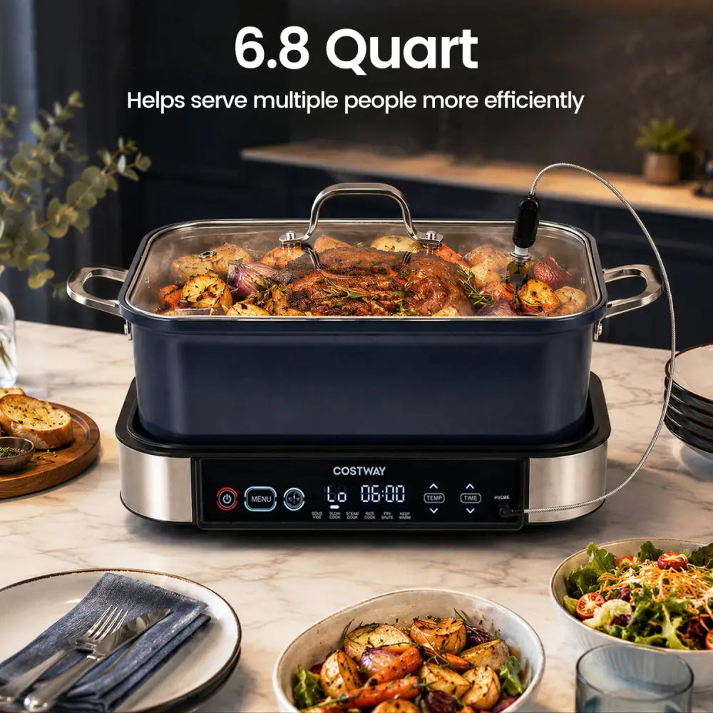 6-in-1 Programmable Slow Cooker with Keep Warm Functions and Adjustable Timer Control - Cookware & Bakeware