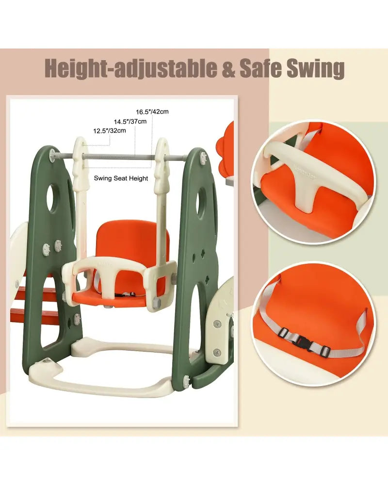 6 in 1 Toddler Slide and Swing Set with Ball Games-Orange - Orange - Climbers & Slides