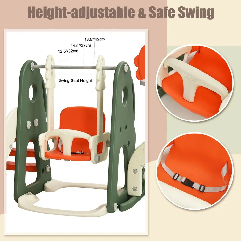 6 in 1 Toddler Slide and Swing Set with Ball Games-Orange - Orange - Climbers & Slides