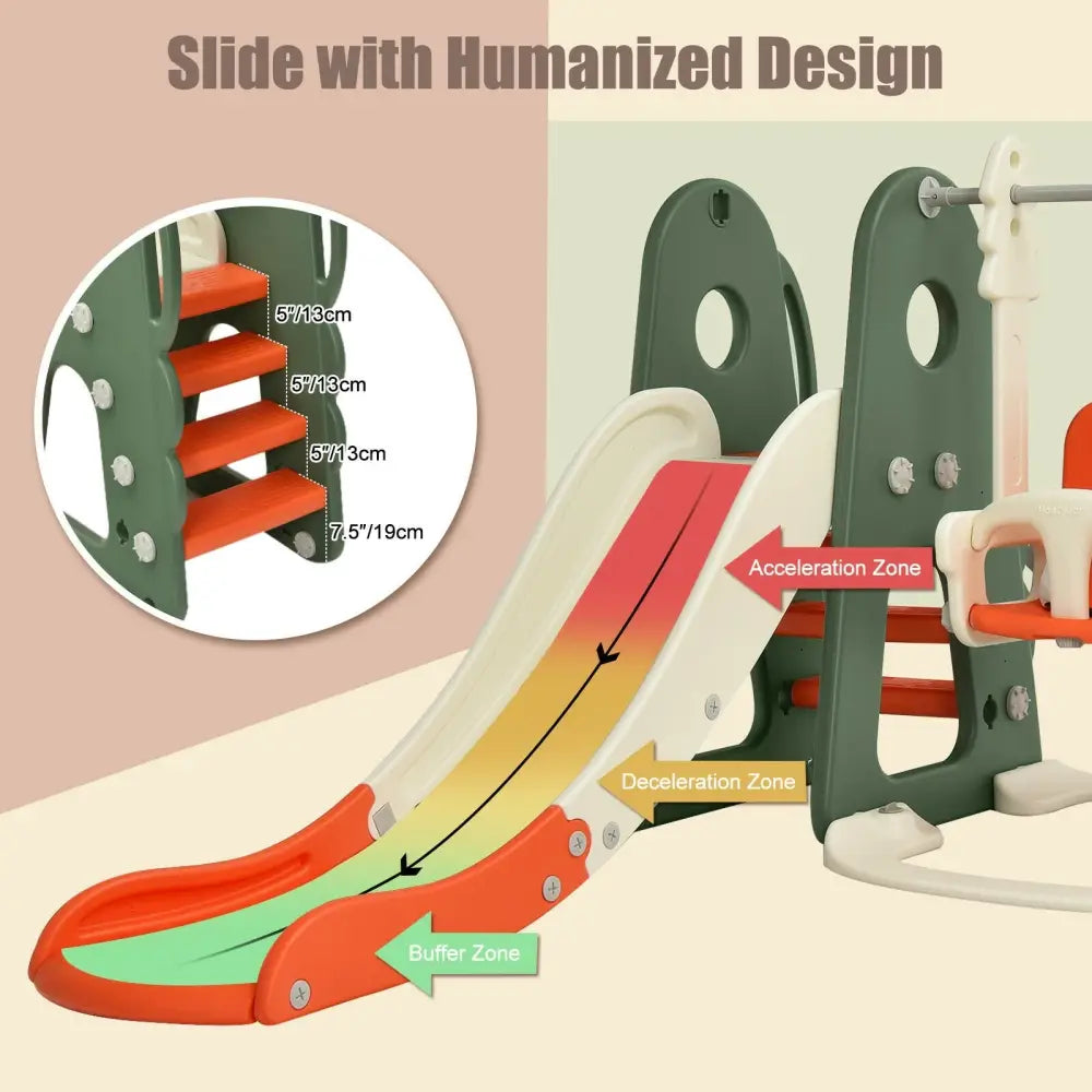 6 in 1 Toddler Slide and Swing Set with Ball Games-Orange - Orange - Climbers & Slides