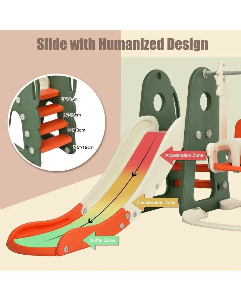 6 in 1 Toddler Slide and Swing Set with Ball Games-Orange - Orange - Climbers & Slides