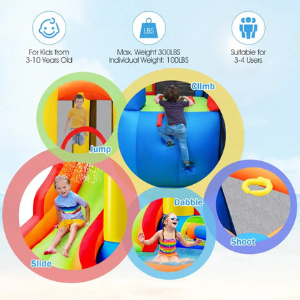 6-in-1 Water Park Bounce House for Outdoor Fun with Blower and Splash Pool - Inflatable Water Slides