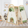 6-in-1 Wooden Kids Jungle Gym Playset with Slide Climbing Net-Natural - Natural - Climbers & Slides